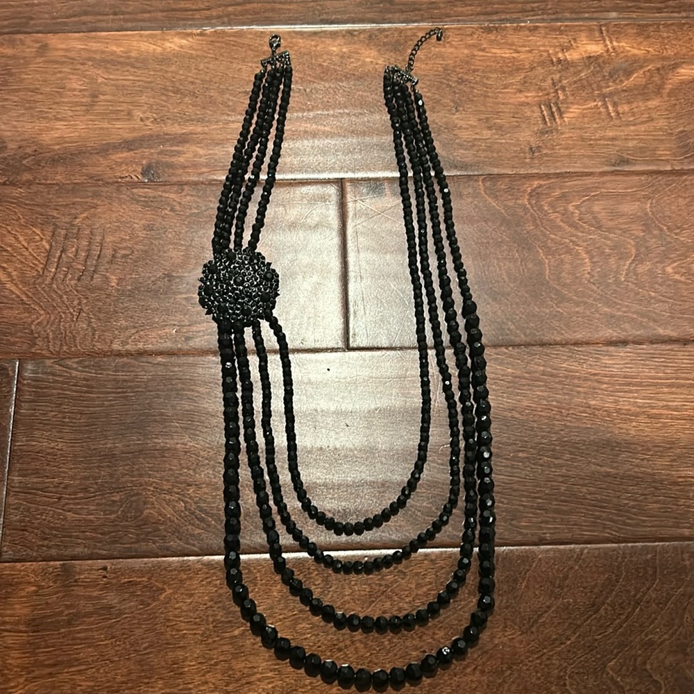 Black Asymmetrical Statement Necklace - image 2